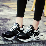 春季休闲运动鞋女系带款 韩版气垫拼色低帮鞋 黑白学生跑步旅游鞋