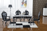 欧式实木餐桌椅组合 新古典酒店咖啡厅椅 黑色描银椅 简约布艺椅