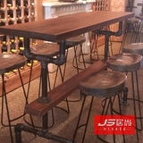 工业风吧台桌定制北欧loft吧桌铁艺复古酒吧台水管实木吧桌椅组合