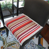 亚麻椅子垫绑带加厚布艺四季座垫夏季全棉麻布办公室餐椅坐垫包邮