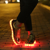 春夏季七彩夜光韩版发光鞋LED荧光鞋情侣男女休闲板鞋灯光USB充电