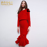 SyncChic星奢 IcyNude冬季新款高端定制名媛宴会主持人礼服女长款