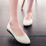 2016夏季新款韩版小白鞋平底鞋女单鞋尖头女鞋浅口公主小皮鞋学生