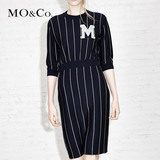 MO&Co.羊毛针织连衣裙欧美七分袖字母印花连身裙MA151JEY49moco