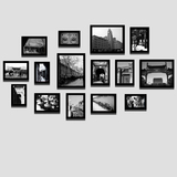 老北京生活照片墙实木相框墙装饰画黑白老照片餐厅酒店相片墙挂画