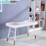 ULIKE家居 欧式现代简约实木腿书桌 白色烤漆家用笔记本电脑桌