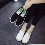 韩版小白鞋2016夏季运动懒人鞋纯白色松糕女帆布鞋低帮厚底女鞋子