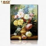 diy数字油画包邮现代数码画自己手绘画客厅花卉大幅玫瑰雍容华贵