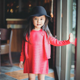 儿童针织连衣裙春季中小童公主裙开衫套装韩版女童短袖毛衣裙两件