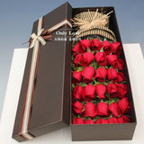 33朵红香槟玫瑰鲜花礼盒花束广州鲜花速递同城生日鲜花店送货上门
