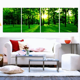 挂画家居壁画客厅沙发背景墙装饰画无框画卧室四联画绿色森林风景
