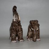 景德镇厂货仿古瓷器 全手工雕塑瓷窑变花釉大象摆件一对 古玩收藏