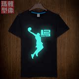 发反光篮球运动体恤 男士半袖衣服夜光杜兰特科比詹姆斯短袖T恤