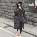 维克女爵2016韩版新款中长款羽绒服宽松大码加厚带帽黑色羽绒服女