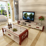 电视柜茶几组合 客厅简约现代实木小户型地柜 伸缩烤漆影视柜套装