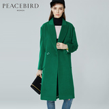 太平鸟女装2015冬季新品韩版西装领大衣复古直筒中长款羊毛呢外套