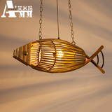 日式竹艺手工编织灯具 韩式东南亚田园卧室led创意个性餐厅吊灯