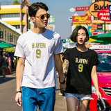 nxvc2016新款夏装情侣短袖T恤韩版女裙修身男T恤韩国沙滩连衣裙潮