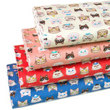 日本进口手工娃衣 拼布布料 卡通纯棉 牛津纺棉布 可爱小猫 1/4米