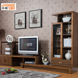 中格 现代中式风格实木厅柜电视柜客厅柜 可伸缩带抽屉储物架