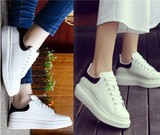 2016韩版运动鞋女厚底松糕系带小白鞋女鞋休闲亮面鞋女平底鞋板鞋
