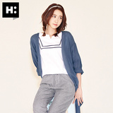 H:CONNECT韩版时尚潮女装中长款风衣大口袋V领薄外套2016春夏新款