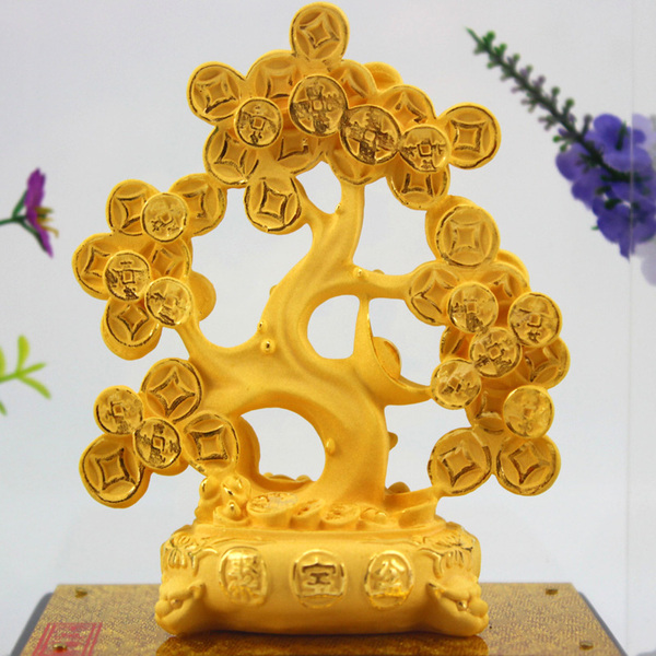 摇钱树摆件 高档商务开业庆典招财礼品摆设 绒沙金生财工艺品