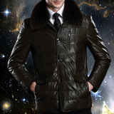 真皮羽绒服男夹克中长款原创中年羽绒服男款2015加厚韩版冬季外套