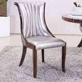 实木韩式餐椅新款酒店餐椅软包皮革时尚木纹家用橡木皮艺餐桌椅子
