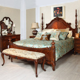 实木床1.5 1.8米 美式乡村双人床 雕花床婚床美式家具大床 美式床