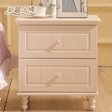 韩式田园床头柜 欧式床边柜 实木储物柜 卧室白色边柜 橡木收纳柜