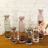 创意欧式玻璃花瓶 漏斗瓶口直筒花瓶花器 家居装饰插花花瓶包邮