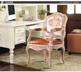 美式乡村实木雕花书椅 欧式新古典餐椅椅子做旧 外贸订制沙发椅