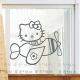 可移除墙贴 kitty猫腰线贴 卡通儿童房卧室装饰凯蒂猫贴画女孩
