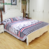 地中海实木床现代简约白色双人床1.8米1.5美式床卧室家具高箱储物