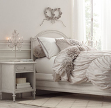 法式出口实木雕花公主床 美式复古白色做旧儿童床床边柜家具组合
