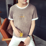 港仔夏季新款韩版青年半袖小喇叭卡通图案印花圆领男士短袖T恤潮