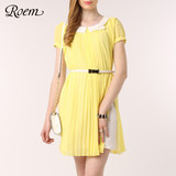 ROEM韩国罗燕夏季新品女装开叉腰带连衣裙RCOW32401C专柜正品
