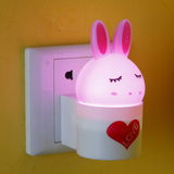 LED创意光控感应小夜灯 节能墙壁灯 床头蘑菇灯带插头感应兔子灯