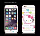 iphone6 plus手机钢化膜 苹果6卡通全屏闪钻玻璃彩膜 粉色KT猫