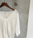 2016夏季韩版新款宽松白色蕾丝衫女短袖纯色镂空V领棉质衬衫上衣