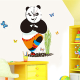 卡通功夫熊猫儿童房幼儿园教室背景墙壁卡通时钟贴纸挂钟贴