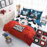 迪士尼全棉四件套儿童卡通米奇被套学生三件套可爱床品1.5m2.0米