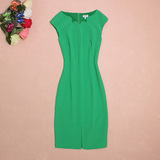 外贸原单剪标国际品牌欧美高端奢华大牌精品女装春夏装绿色连衣裙