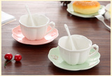 樱花系列陶瓷欧式浮雕印花咖啡杯碟配勺送杯架礼盒装早茶下午茶杯