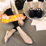 2016春秋新款韩版女单鞋尖头平底工作鞋浅口水钻平跟瓢鞋低跟单鞋