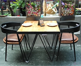 美式复古铁艺咖啡厅奶茶店桌椅套件高脚桌椅实木酒吧桌椅休闲组合