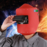 嘉舒特翻盖头戴式红钢纸电焊面罩电焊帽子焊工面具焊接防火星焊帽