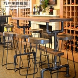 美式个性实木吧台桌欧式创意酒吧咖啡厅餐厅休闲吧台高脚桌椅凳