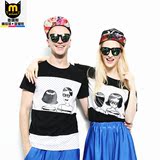 麦佩斯情侣装新款夏装韩版创意搞怪卡通人生物学男女短袖t恤衫潮